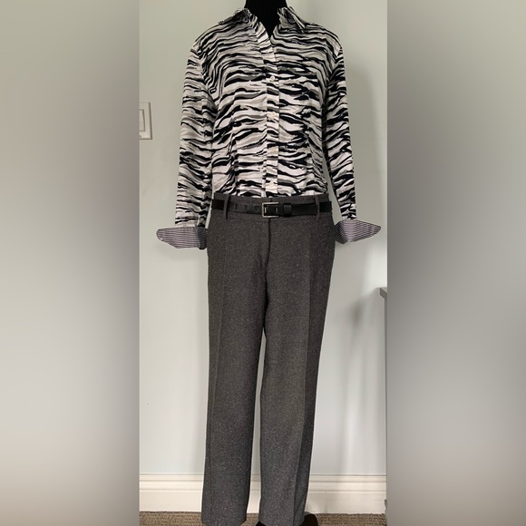 ANN TAYLOR CLASSIC GRAY COTTON BLEND STRAIGHT LEG PANT TROUSER / LINED / 8 - Picture 4 of 13